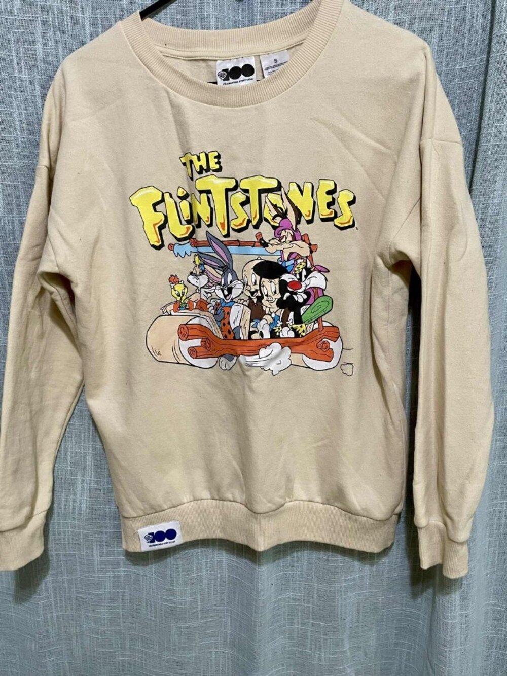 Vintage Looney Tunes Flintstones Sweatshirt Warner Brothers Size Small.